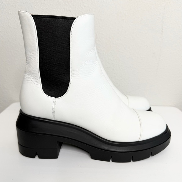 Stuart Weitzman Shoes - Stuart Weitzman Norah Chelsea Chunky Platform Boots in White Leather Size 37.5